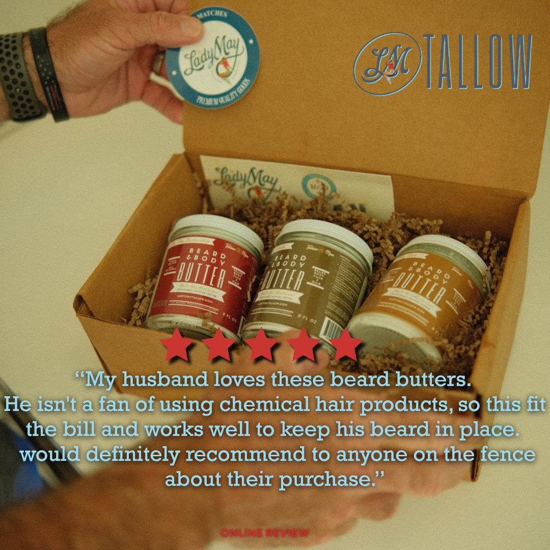 Tallow Man Tobacco Vanilla Beard + Body Butter | Men's Grooming | Grass-Fed Tallow | 9oz