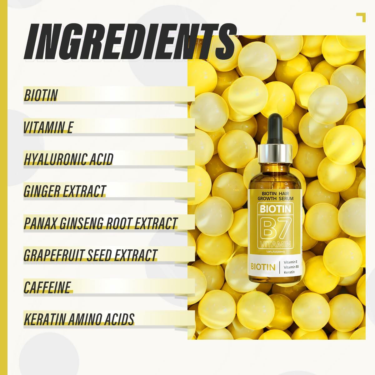 HOPEMATE Biotin Hair Growth Serum 3.21oz Natural Ingredients