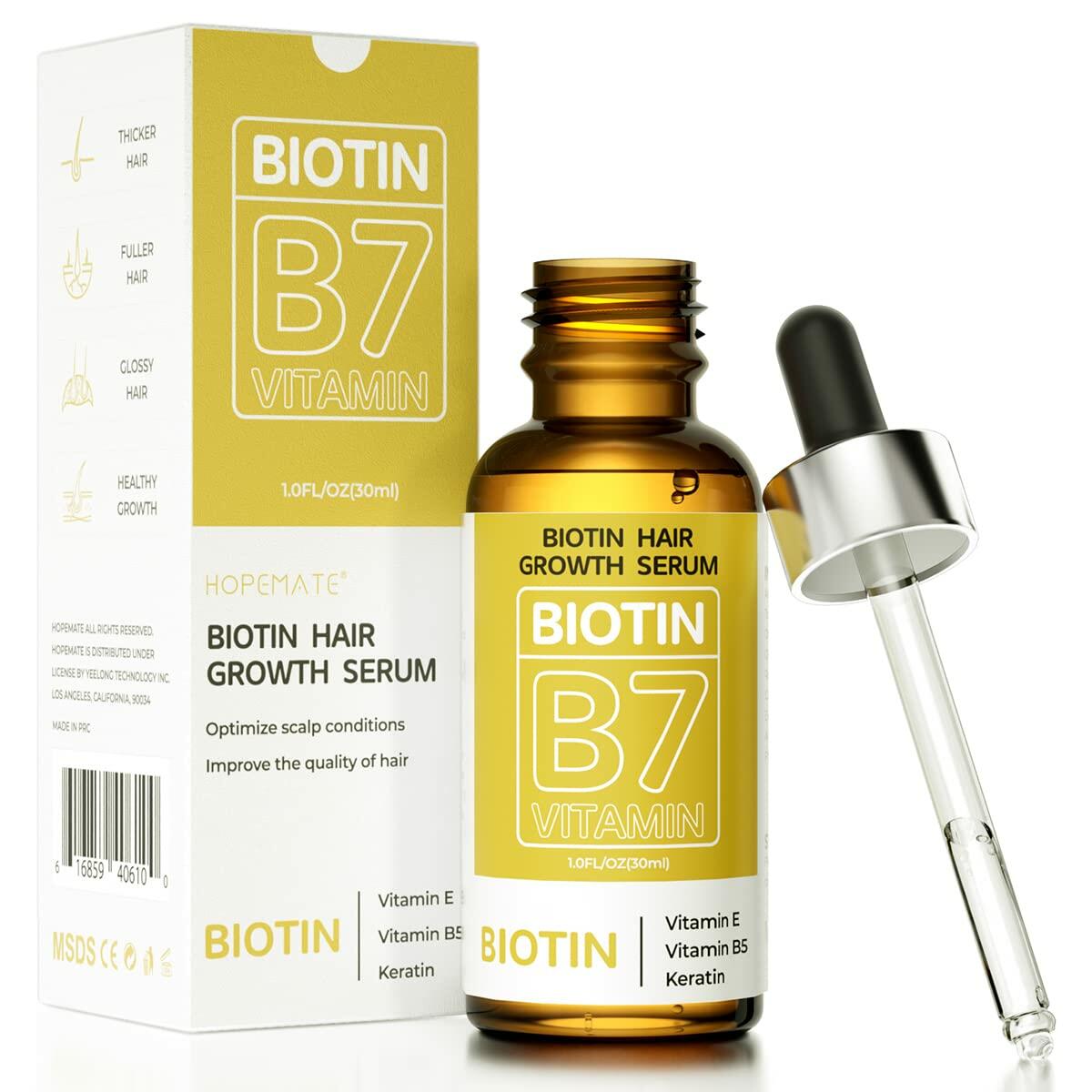 HOPEMATE Biotin Hair Growth Serum 3.21oz Natural Ingredients