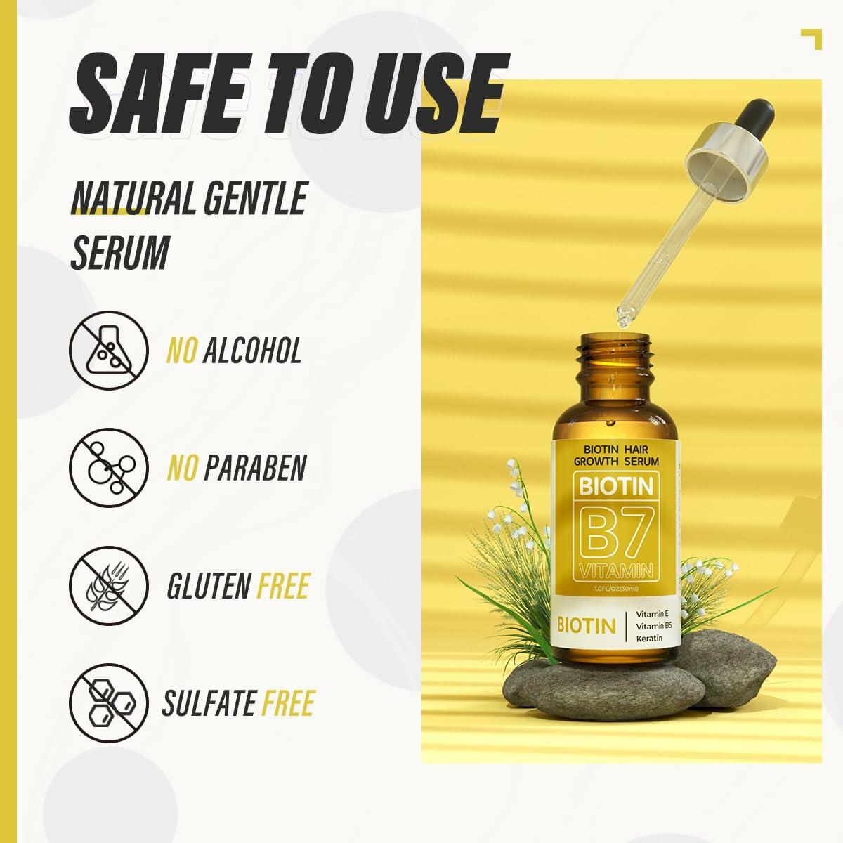 HOPEMATE Biotin Hair Growth Serum 3.21oz Natural Ingredients